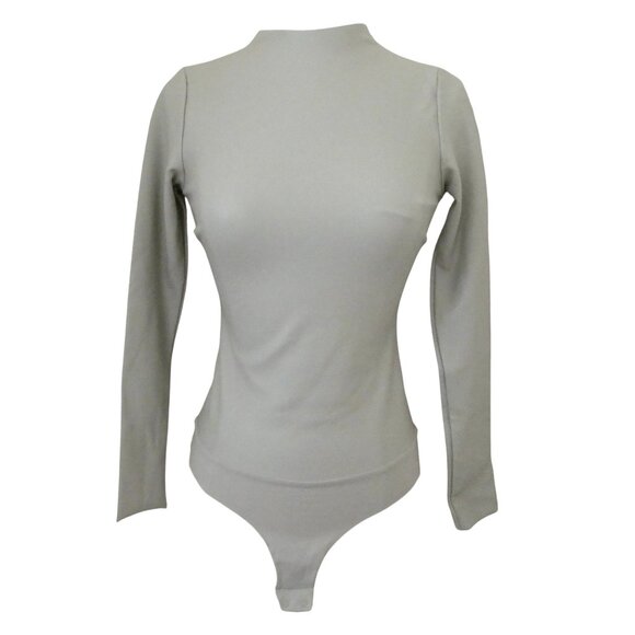 SKIMS Faux Leather mock neck bodysuit NWT sz S Shell - Picture 6 of 10